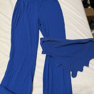 Blue Pleated Pants